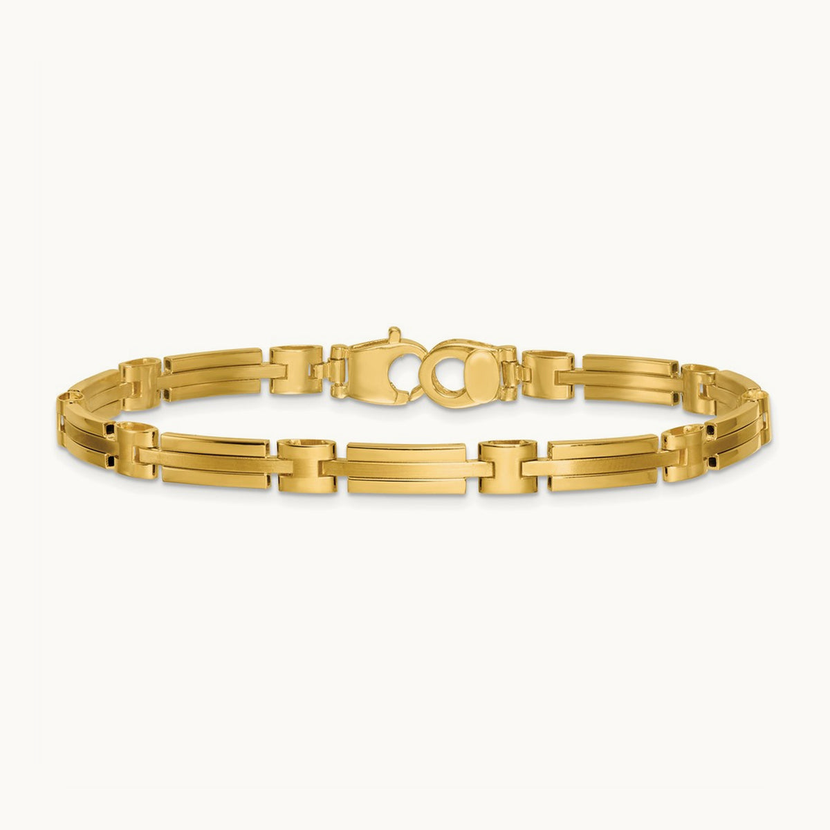 Polished and Brushed Fancy Link Bracelet, 5mm, 14K