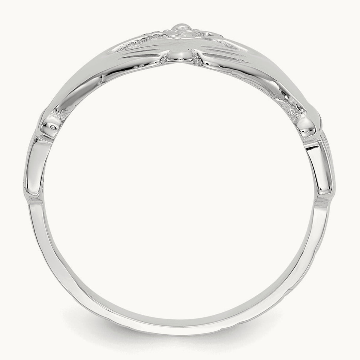 Polished Claddagh Ring, 14K White Gold