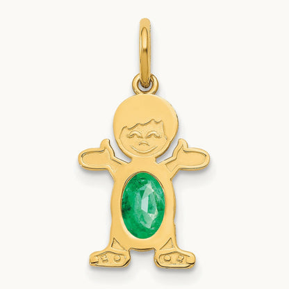 Boy 6x4 Oval Genuine Emerald-May — 14K Yellow Gold