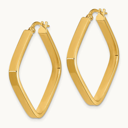 2x2mm Square Hoop Earrings, 14K