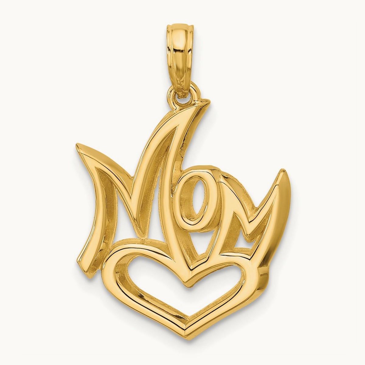 Polished Mom And Heart Pendant, 14K