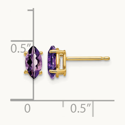 7x3. Marquise Amethyst earring, 5mm, 14K