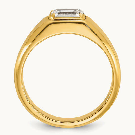 Emerald Polished Men's Ring, 1.00 ct tw Lab-Grown Diamond