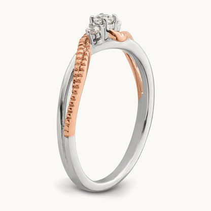 First Promise Polish Comp 3 Stone Dia Promise/Engag, 14K White with Rose Gold