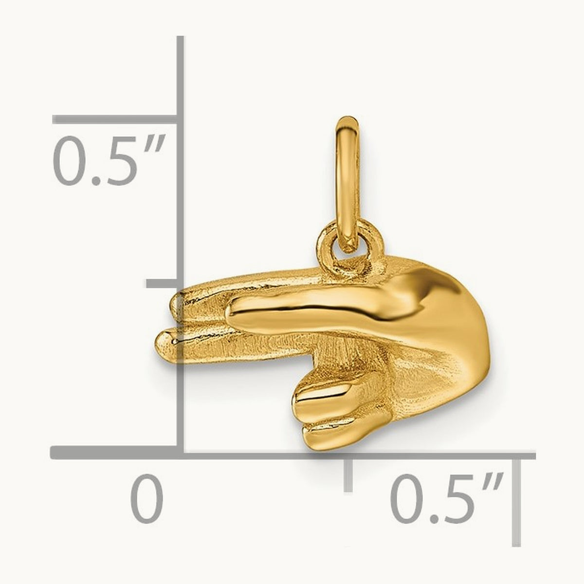 American Sign Language Alphabet Fingerspelling Sign H Pendant, 14K