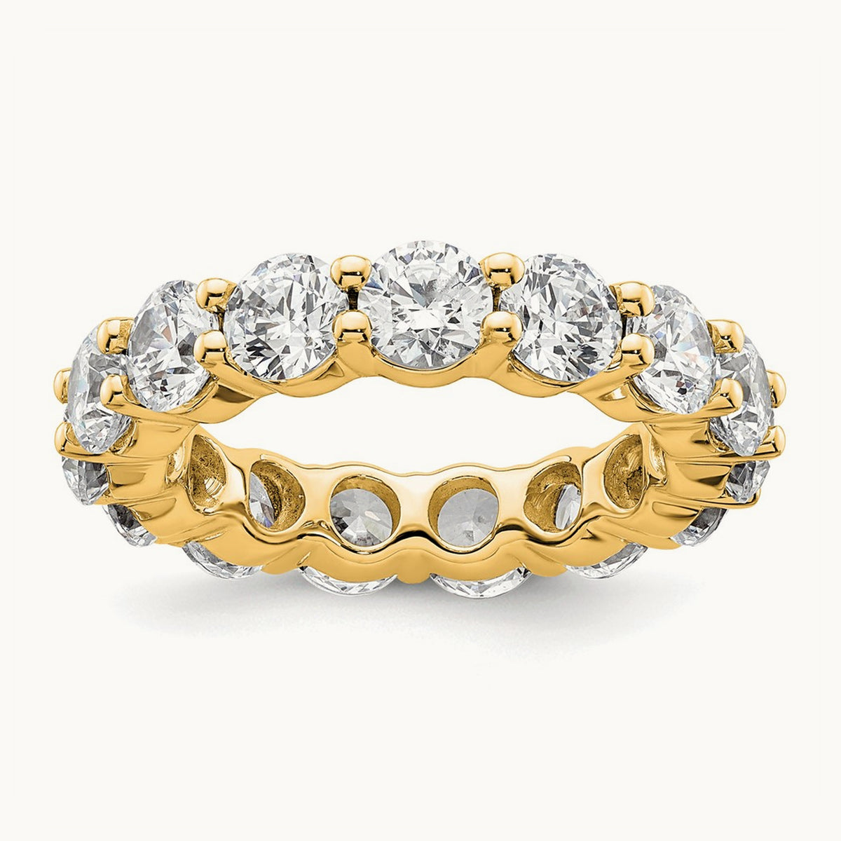 Polished Shared Prong Diamond Eternity Band, 4.00 ct tw — 14K Yellow Gold