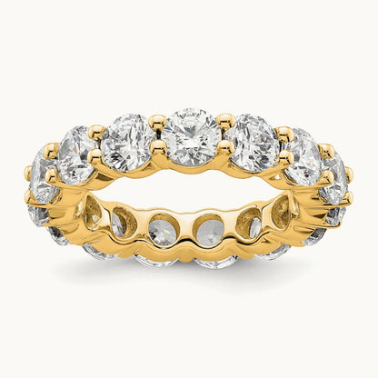 Polished Shared Prong Diamond Eternity Band, 4.00 ct tw — 14K Yellow Gold