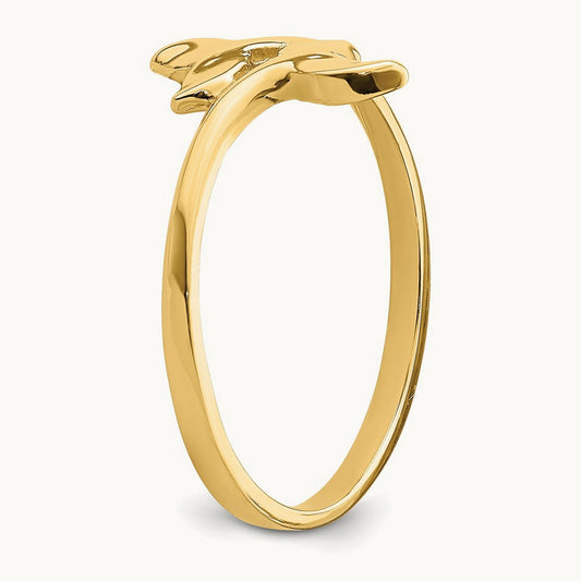 Polished Double Whale Tail Ring, 14K Gold