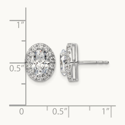 14w 2 1/2ct Lab Grown Diamond VS/SI+ G+ Cert Complete Oval Halo Earrings