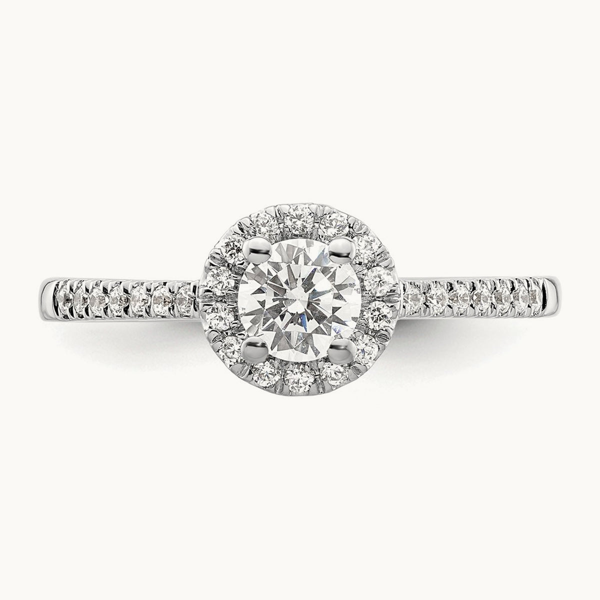 Round Semi-Mount Halo Engagement Ring, 0.15-0.50 ct tw — 1/6 ct, 14K White Gold