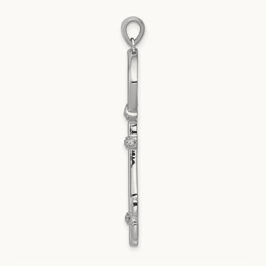 Diamond Circle Key Pendant, 14K White Gold