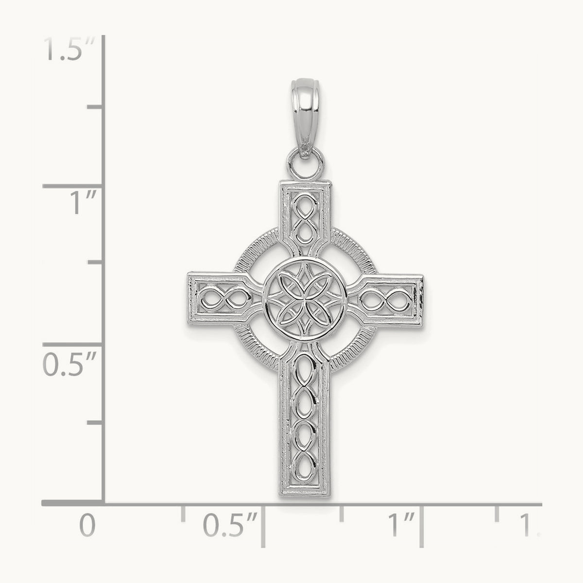 Diamond-cut Celtic Cross Pendant — 14K White Gold