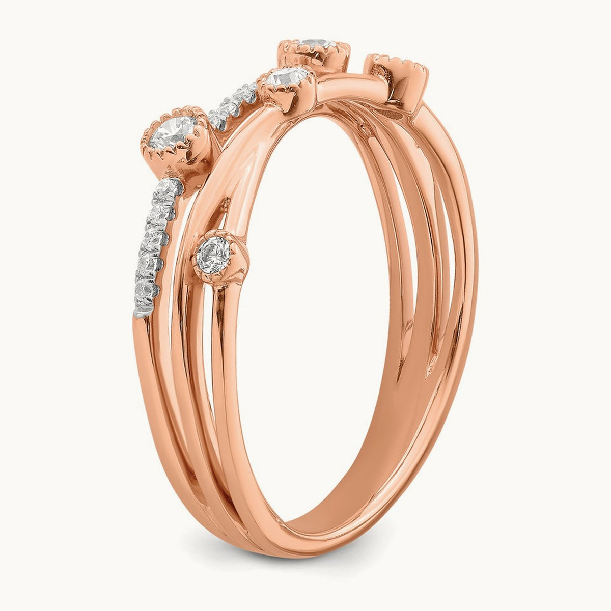Criss Cross Ring, 0.25 ct tw Lab-Grown Diamond — 14K Rose Gold