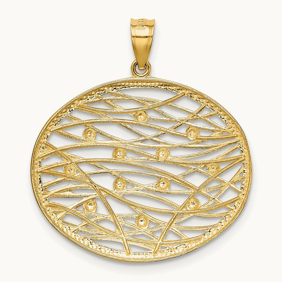 w/Rhodium D/C Oval Cut-Out Charm, 14K