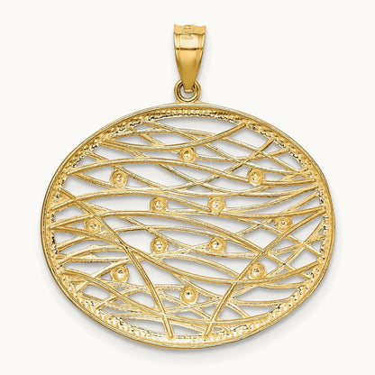 w/Rhodium D/C Oval Cut-Out Charm, 14K