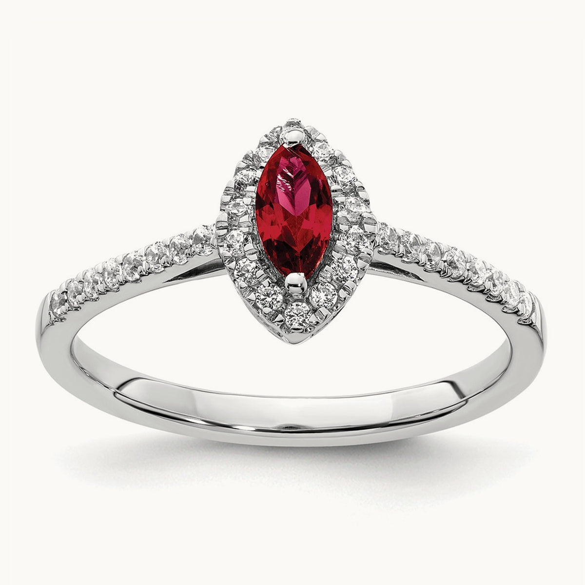 Created Ruby July Birthstone Ring, 0.20 ct tw Lab-Grown Diamond