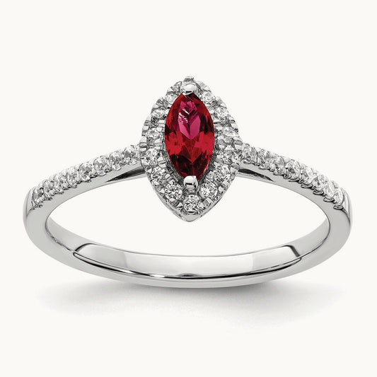 Created Ruby July Birthstone Ring, 0.20 ct tw Lab-Grown Diamond
