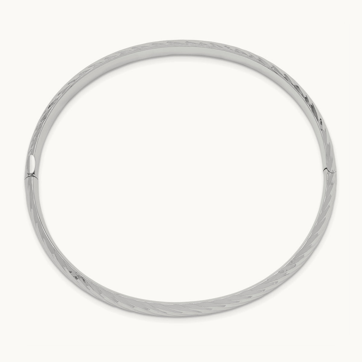 4/16 Textured Hinged Bangle — 14K White Gold