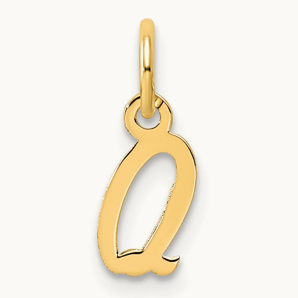 Small Script Letter Q Initial Charm, 14K