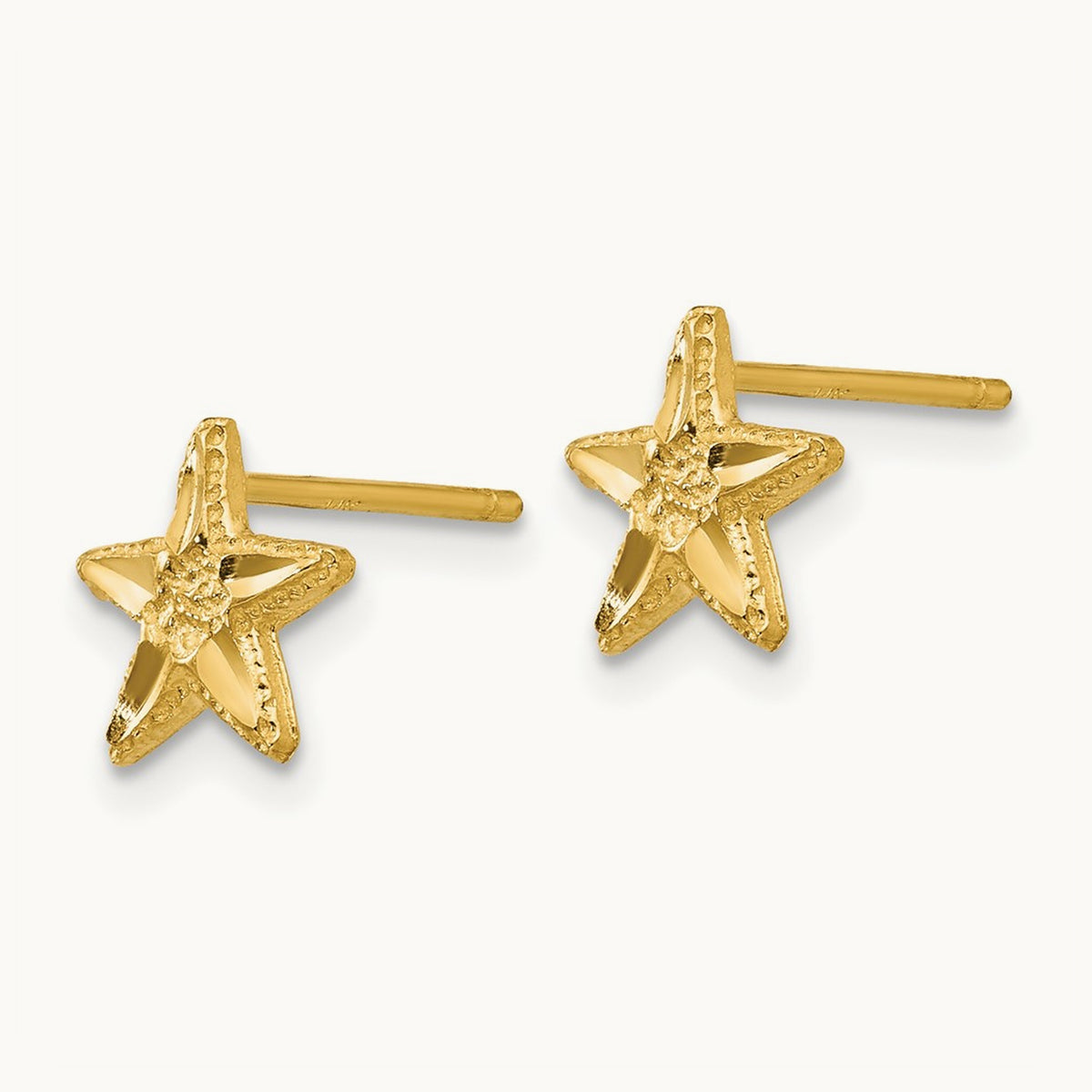 Diamond-cut Starfish Earrings — 14K Yellow Gold