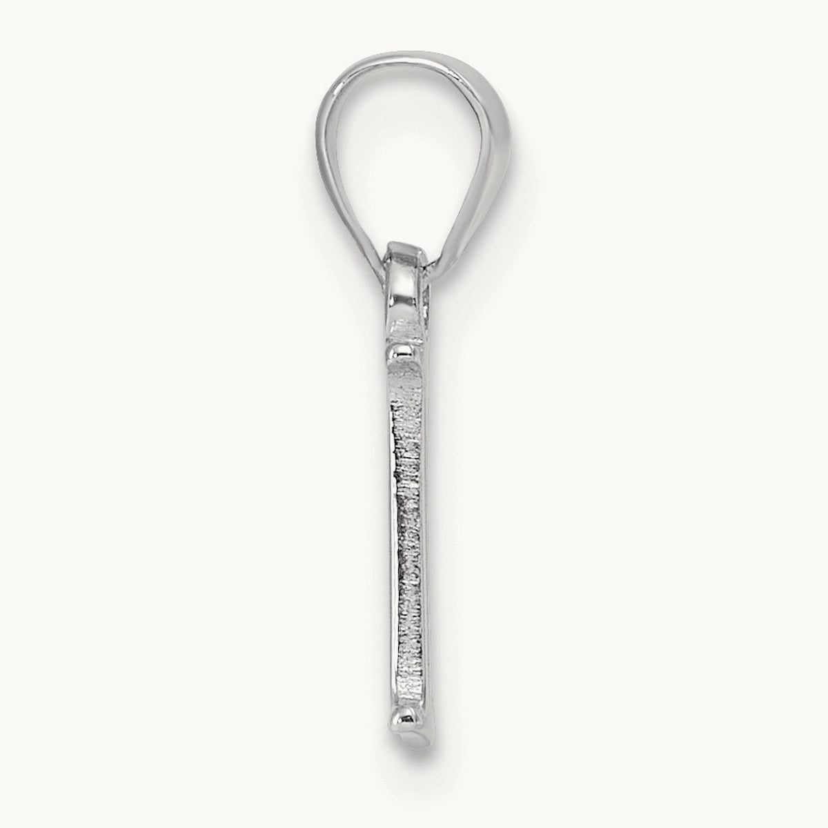Polished Block Initial Pendant — 14K White Gold, L