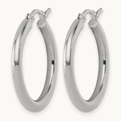 Polished Hinged Hoop Earrings, 10K White Gold — Leslie's