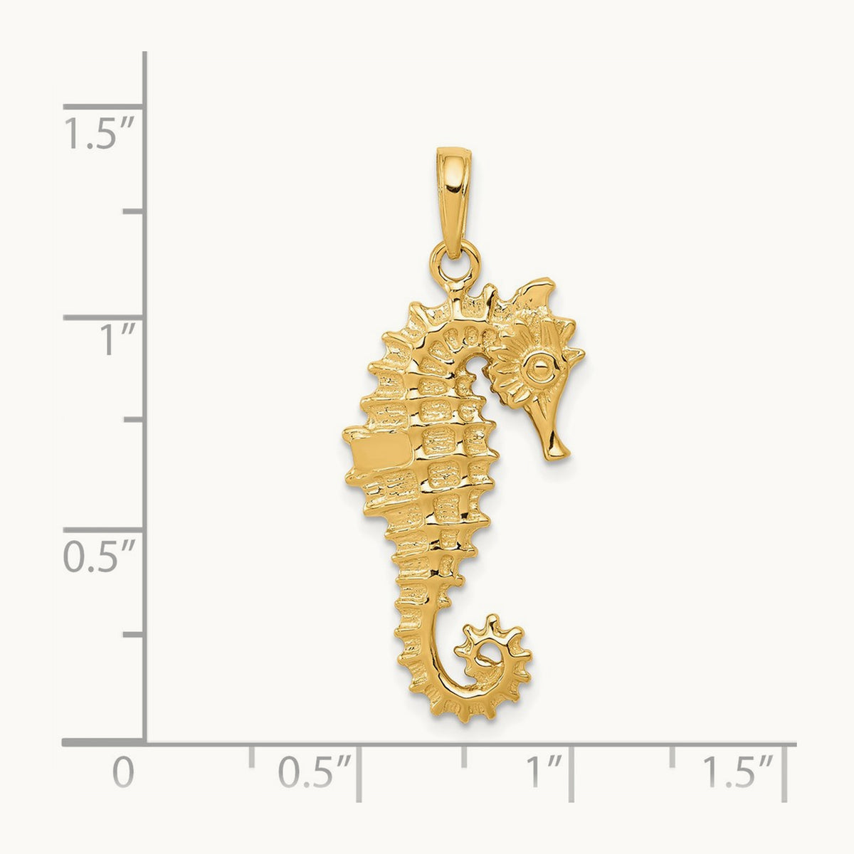 3-D Seahorse Pendant, 14K