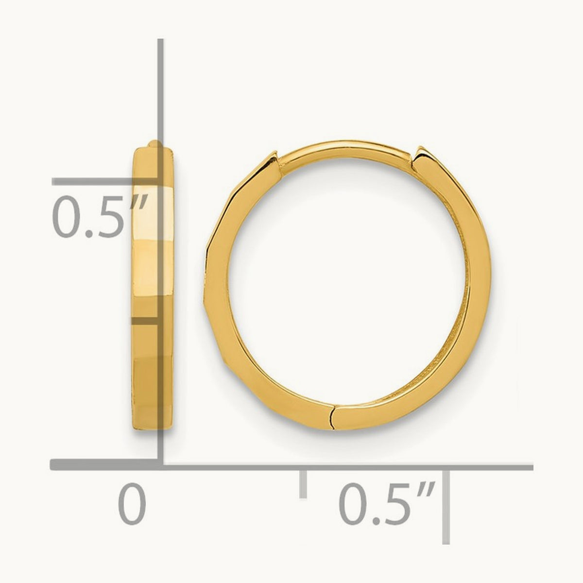 Polished and Diamond-cut Hinged Hoop Earrings — 14K Yellow Gold