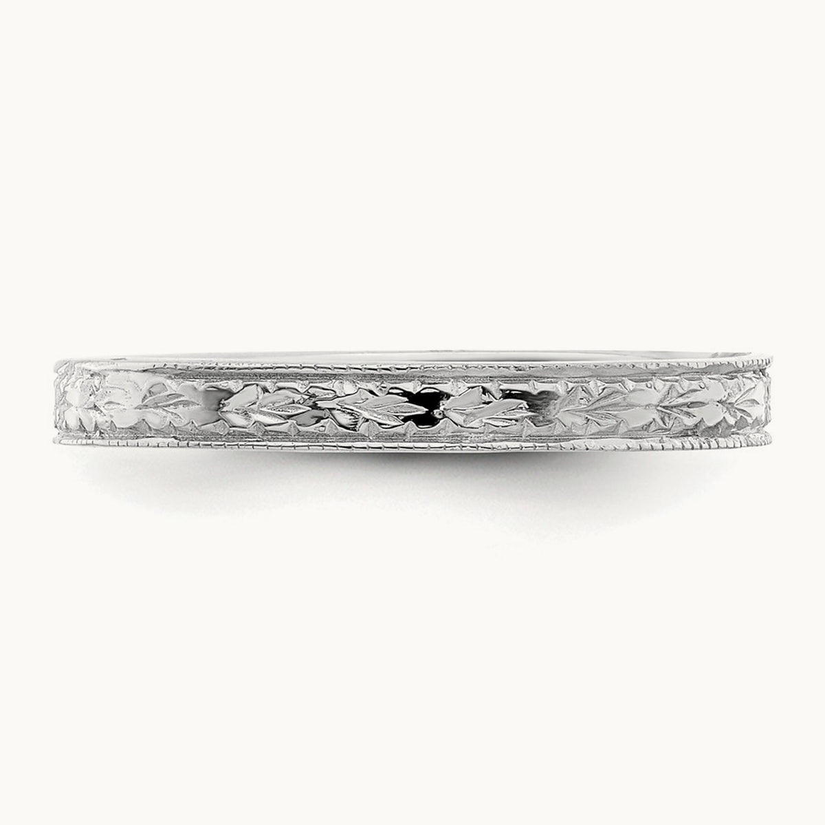 Polished Floral Band — 14K White Gold