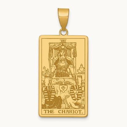 The Chariot Tarot Card Pendant, 14K Yellow Gold