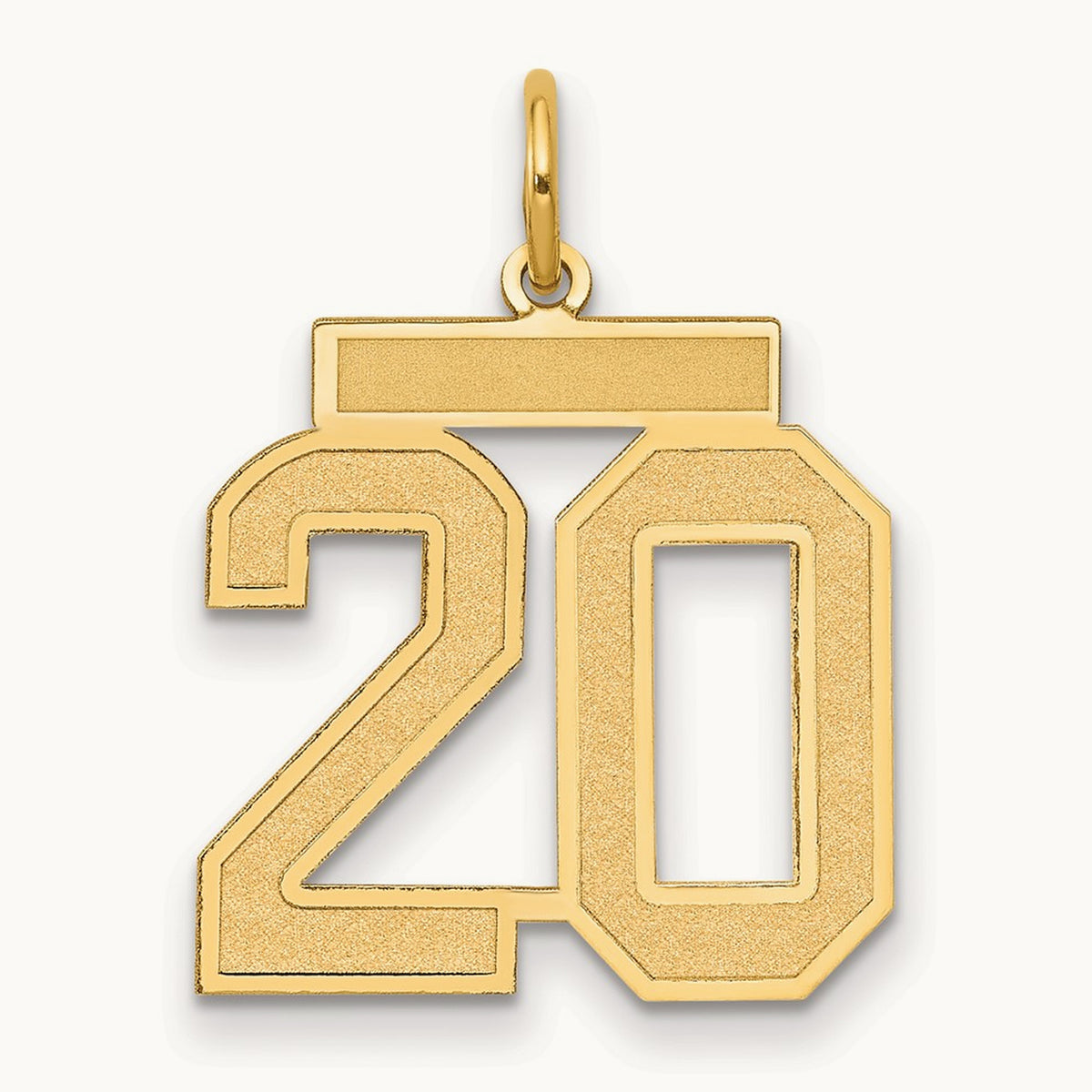 Medium Satin Number 20 Charm — 14K Yellow Gold