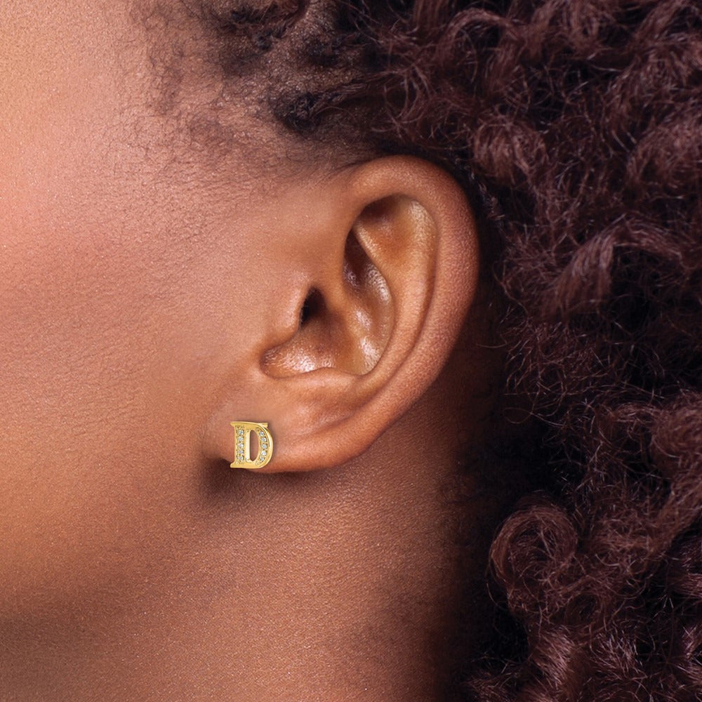 Diamond Earrings — 14K Yellow Gold, 8mm, D