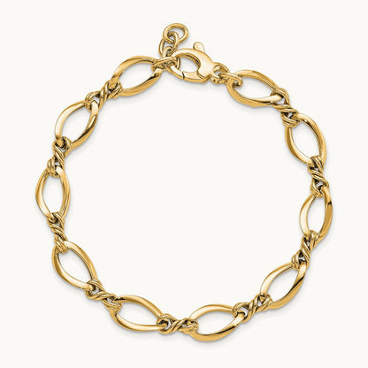 Fancy Link 7.5in Bracelet — 14K Yellow Gold