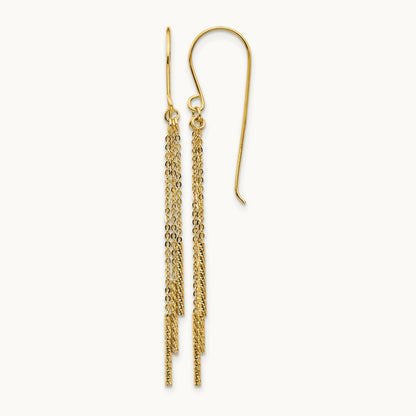 Polished Diamond-cut Chain and Bar Shepherd Hook Earrings, 14K