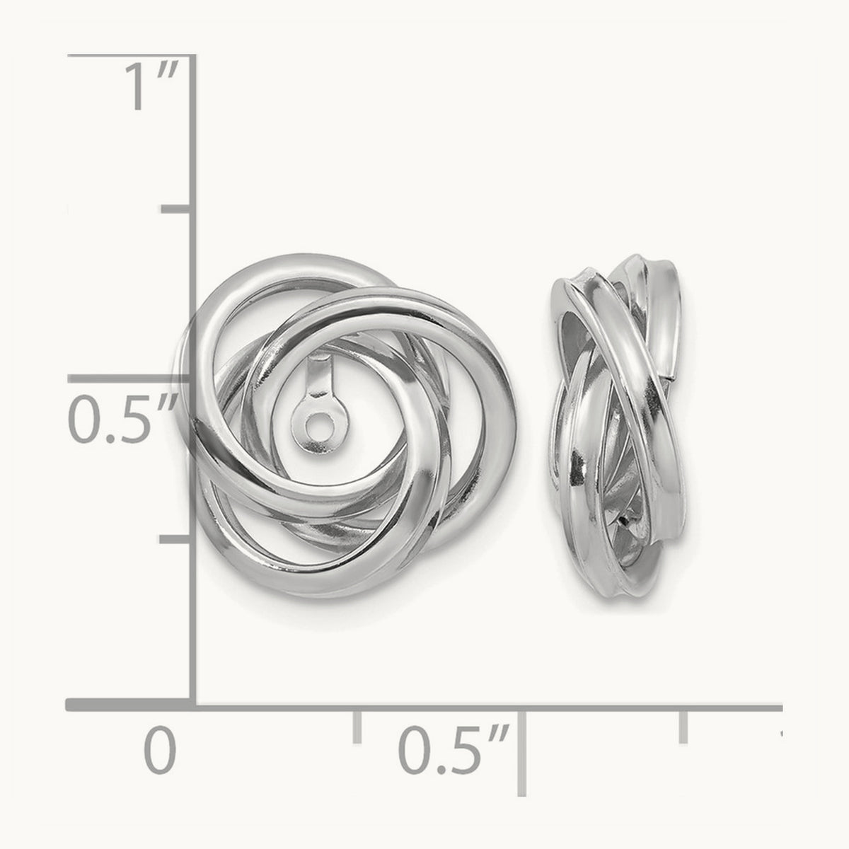 Polished Love Knot Earring Jackets — 14K White Gold, 15mm
