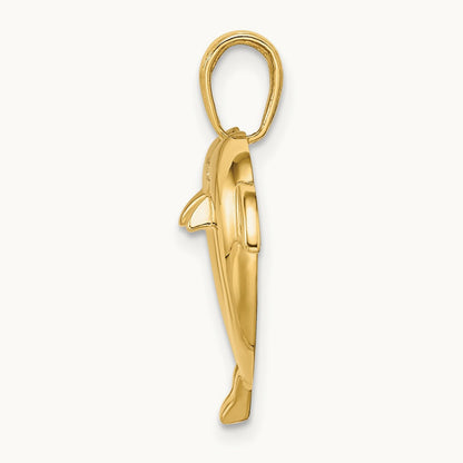 w/Rhodium Double Dolphin Heart Pendant, 14K