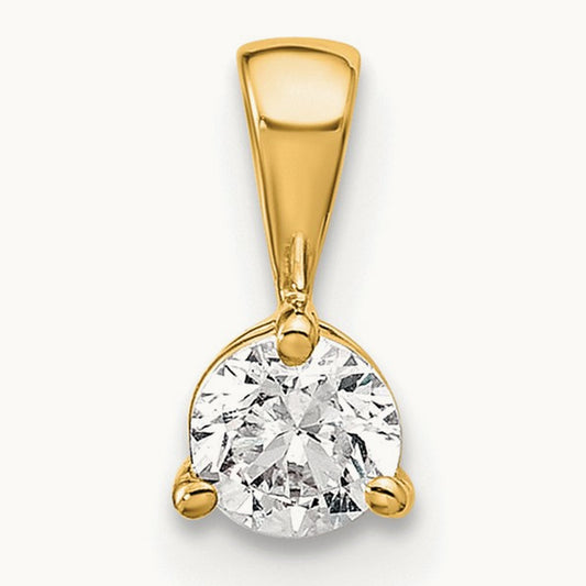 3 Prong Solitaire Pendant, 0.25-1.00 ct tw Lab-Grown Diamond — 1/4 ct, 14K Yellow Gold
