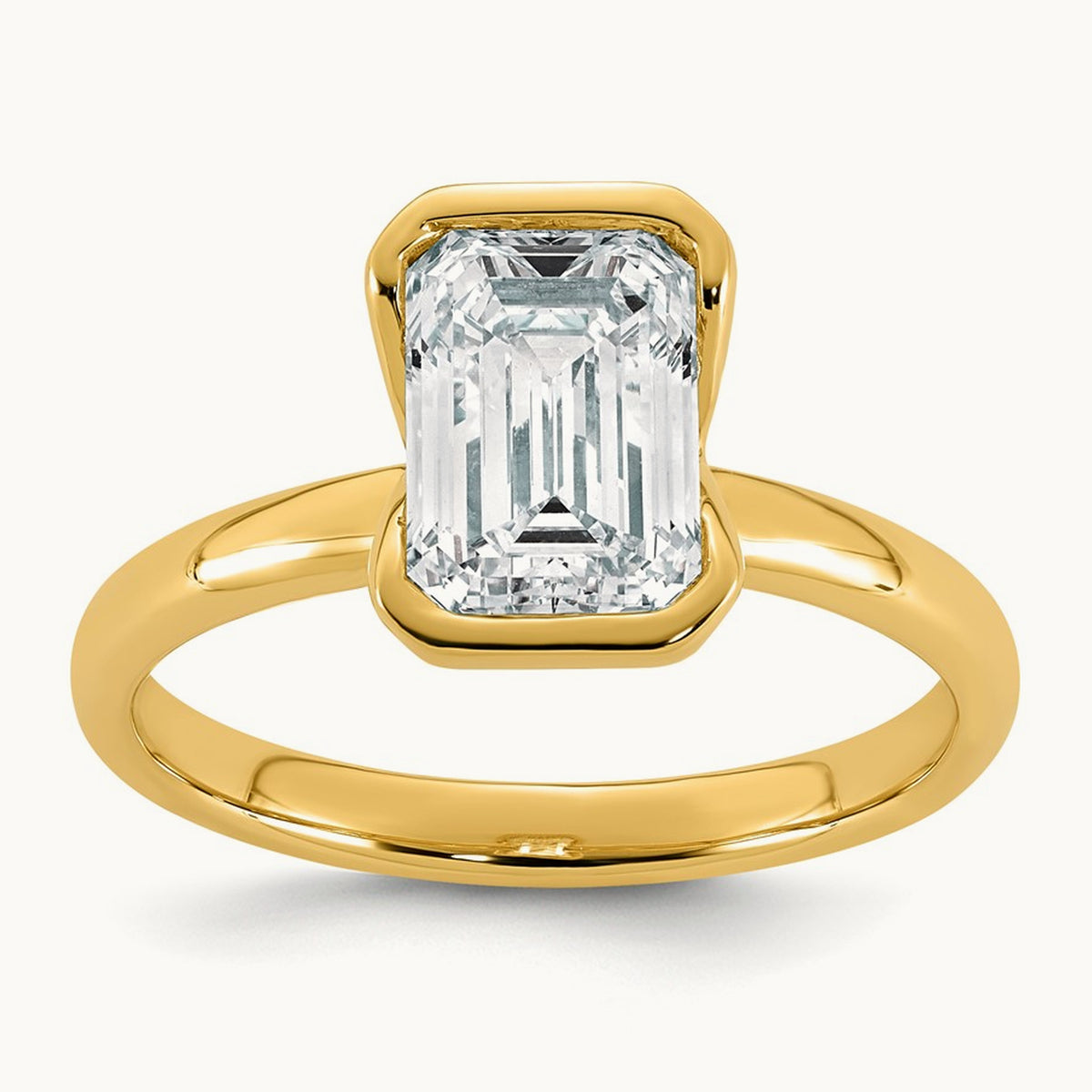 Emerald Half Bezel Engagement Ring, 2-4 ct Lab-Grown Diamond