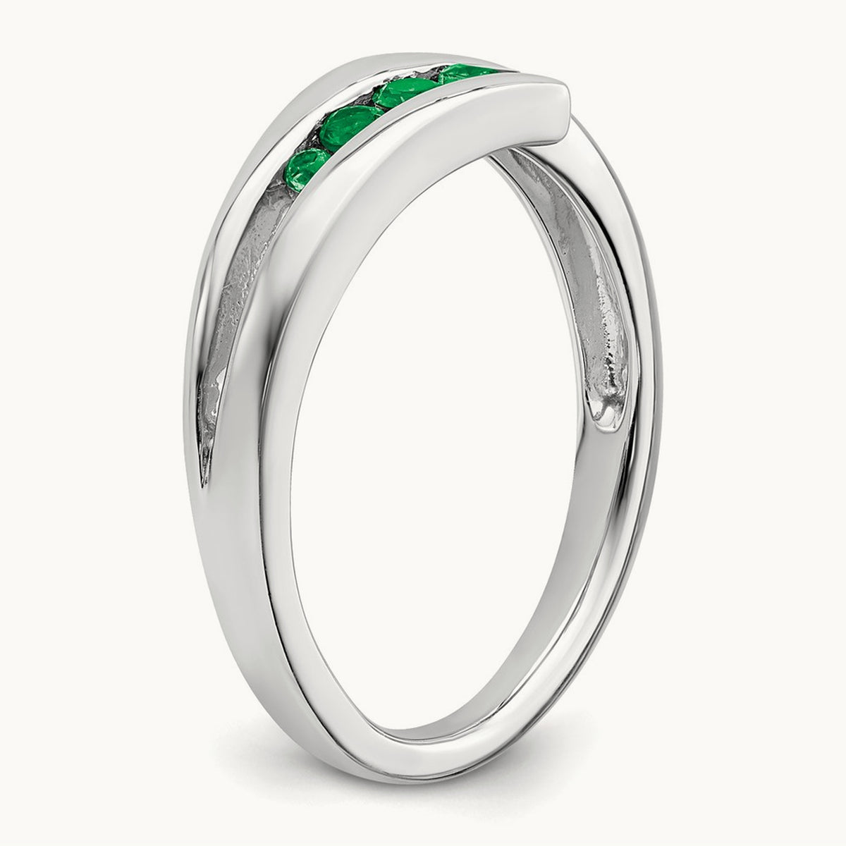 Emerald 4-stone Ring — 14K White Gold, 7