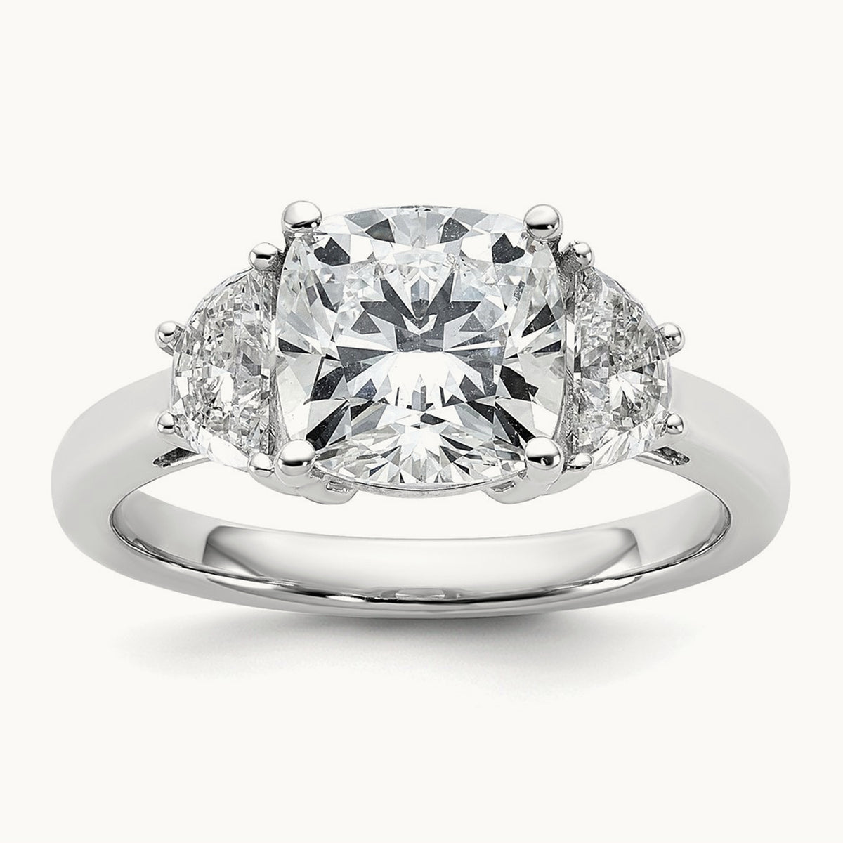 Half Moon & Cushion Semi-Mount Engagement Ring, 0.25-1.00 ct tw Lab-Grown Diamond — 5/8 ct, 14K White Gold