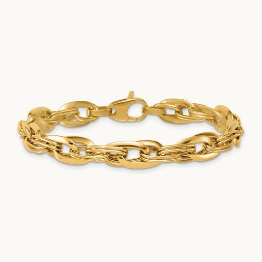 Polished Fancy Link Bracelet, 14K