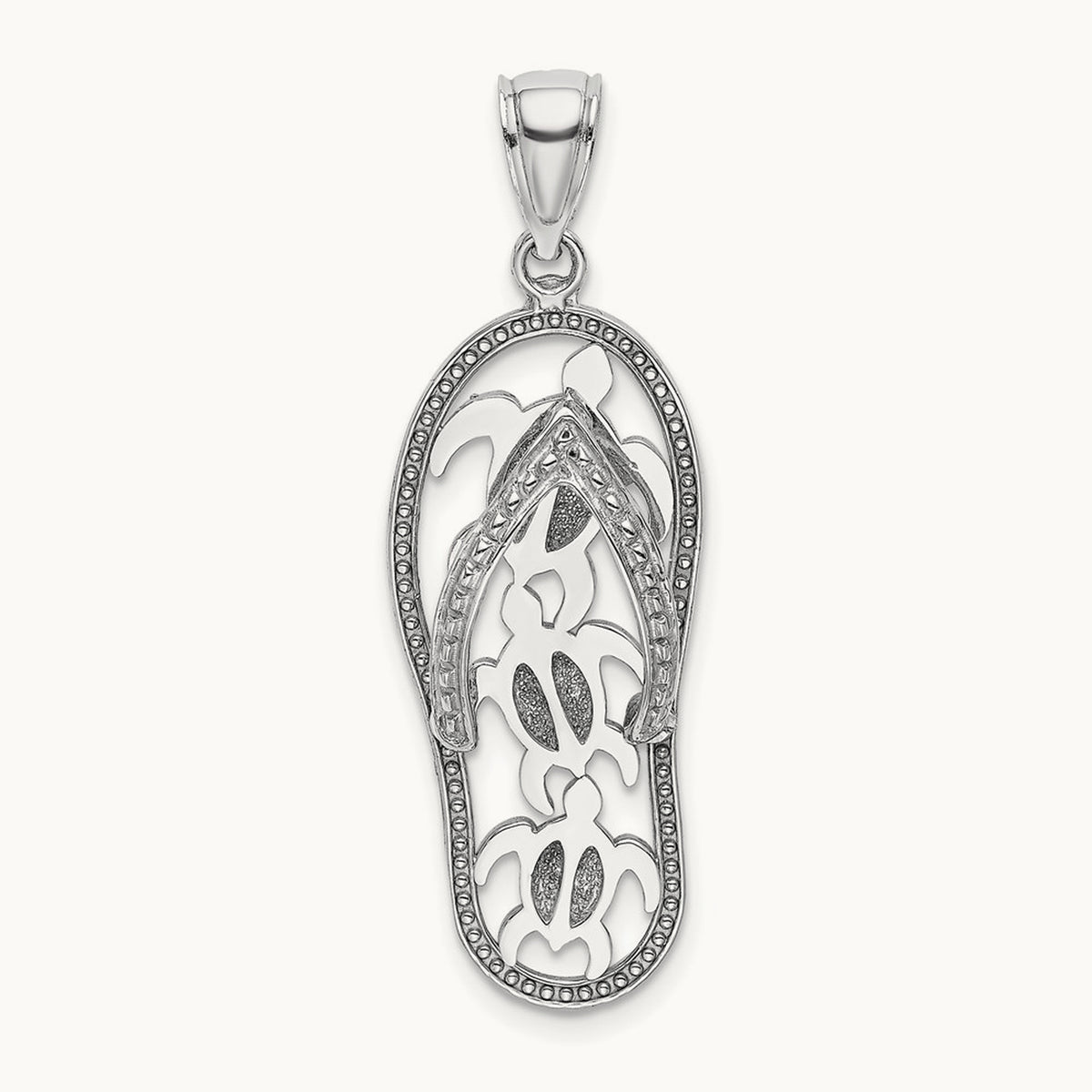 Triple Turtle Flip-Flop Charm — 14K White Gold