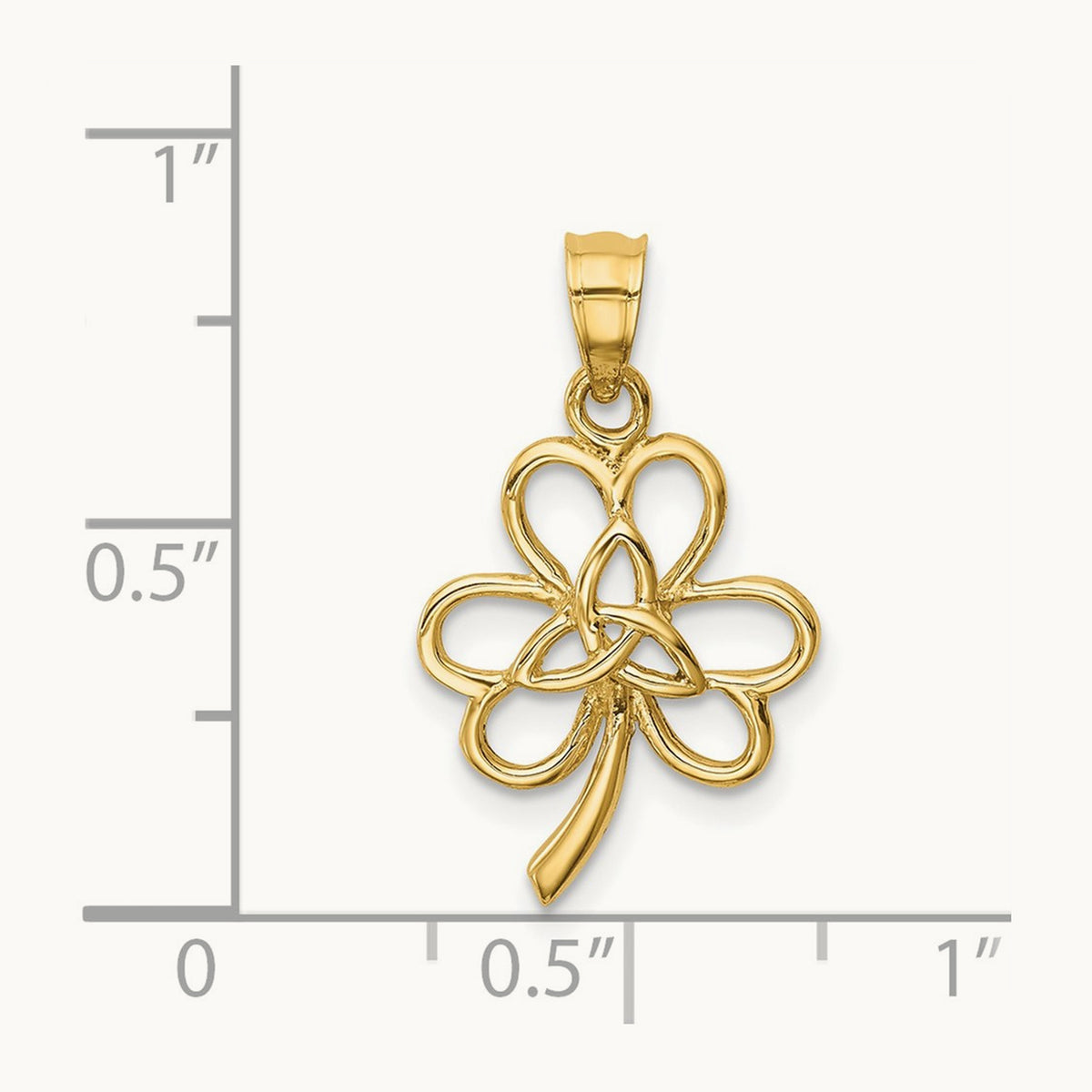 Polished Trinity Clover Pendant, 14K