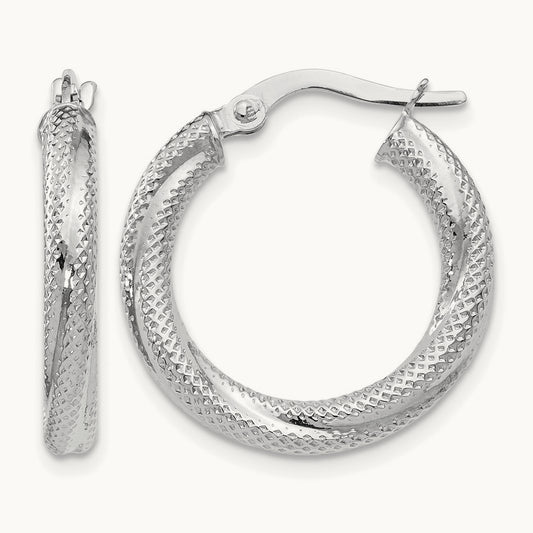 Textured Hinged Hoop Earrings — Leslie's — 10K White Gold