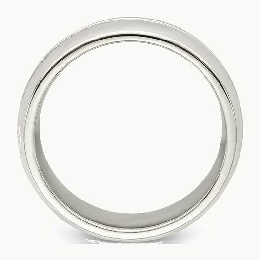Sterling Silver 7mm Polished Domed Grooved Fancy Band