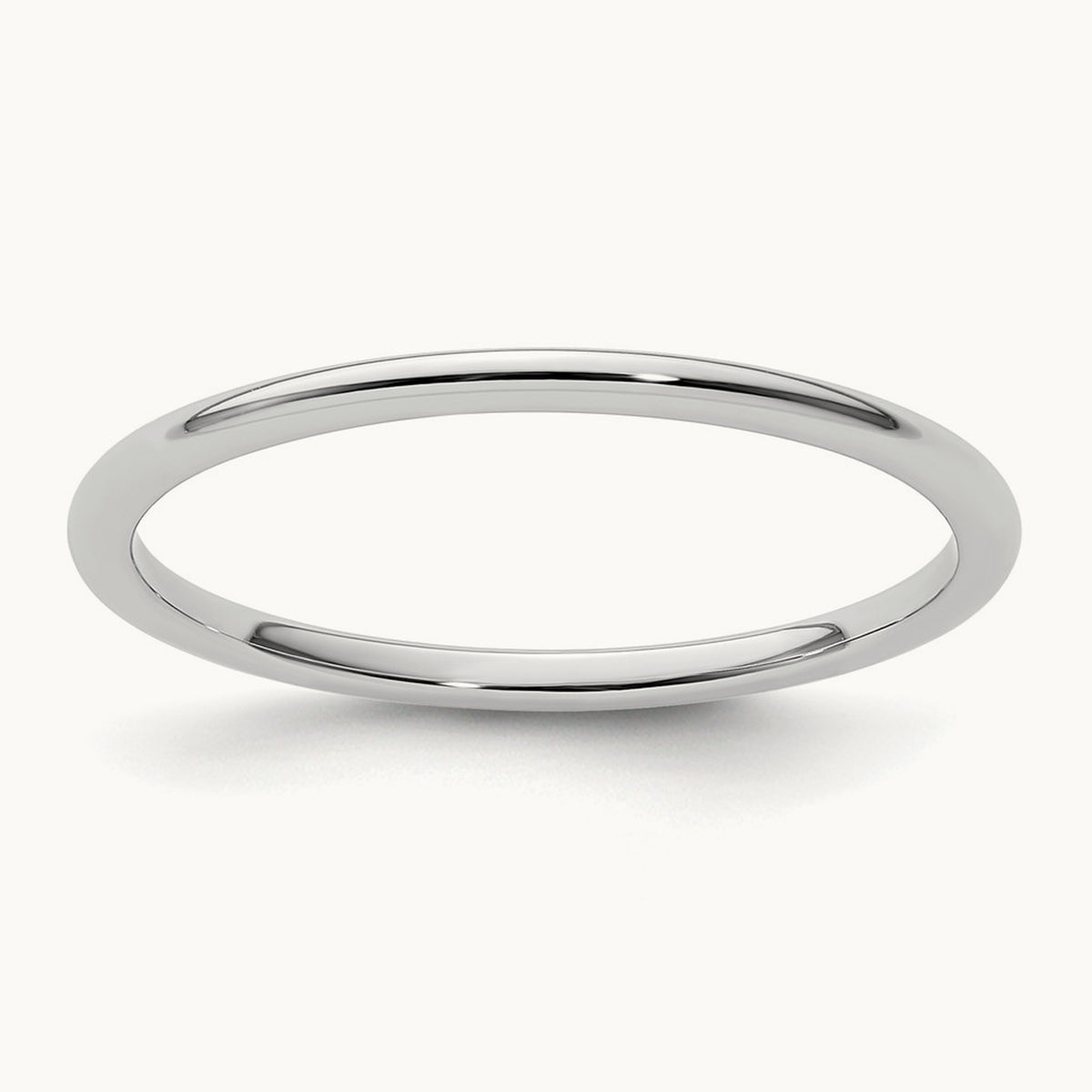 Half Round Stackable Band — 10K White Gold