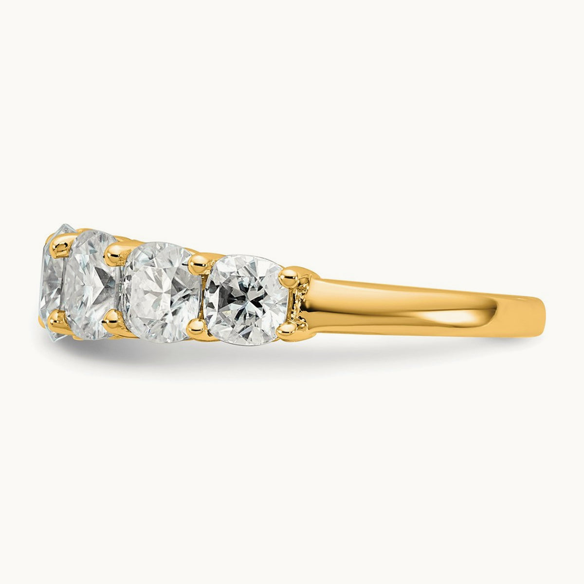 Cushion 7 Stone Band, 1.50-3.25 ct tw Lab-Grown Diamond — 3 1/3 ct, 14K Yellow Gold