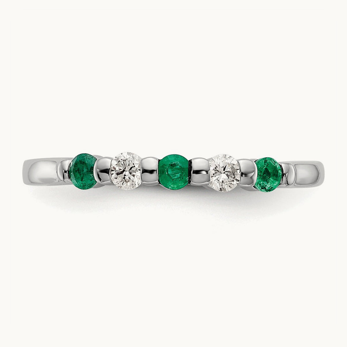 Diamond w/Emerald Band, 14K White Gold