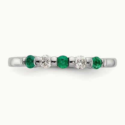 Diamond w/Emerald Band, 14K White Gold