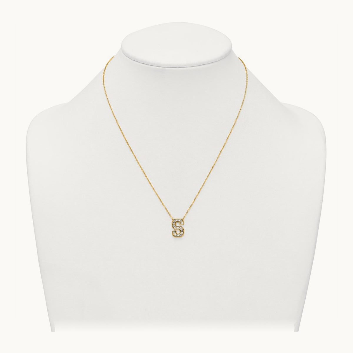 Initial Necklace — 14K Yellow Gold, S, 3/8 ct